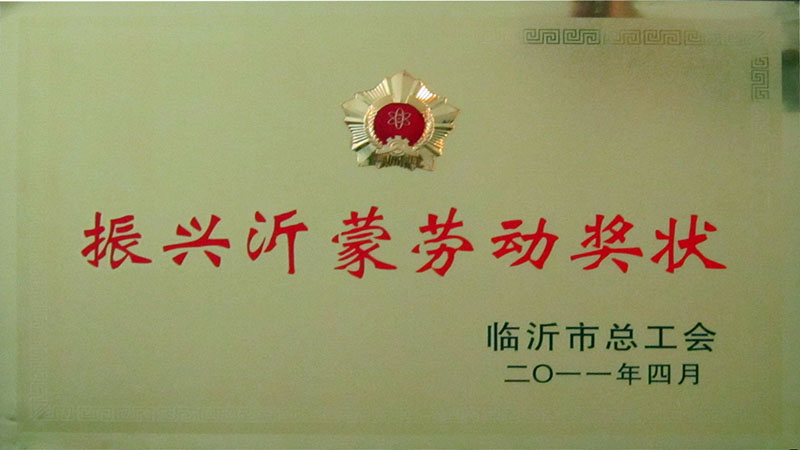 2011臨沂市振興沂蒙勞動獎狀